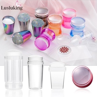 Lusluking ชุดแสตมป์ซิลิโคนใส เนื้อแมตต์ ขนาด 3.5 ซม. พร้อมฝาปิด สําหรับตกแต่งเล็บ