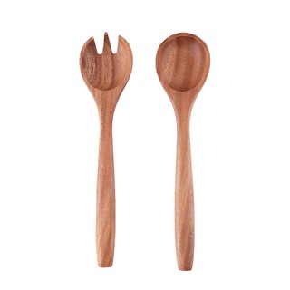 Tableware set SPOON+FORK SET WOODEN ACAZIA 2PCS/SET Tableware Kitchen equipment ชุดอุปกรณ์บนโต๊ะอาหาร ชุดช้อนส้อมสลัด AC