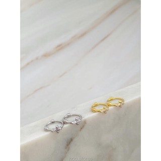 [all silver 925] hoo.stores Mini Cross Hoop (18k Gold plated/ Rhodium plated) ต่างหูห่วงเงินแท้ s925 ต่างหูห่วงเงินแท้