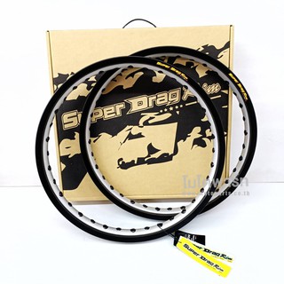 วงล้อ Super Drag Rim 140 ขอบ 17 สีดำ เจาะตา ( ราคาต่อคู่ )