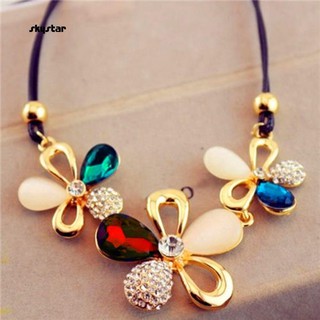 SKYSTAR_Fashion Jewelry Women Choker Multicolor Five-Petaled Flower Pendant Bib Necklace