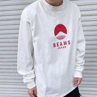 beams เสื้อกันหนาวผ้าฝ้ายพิมพ์ลายสีแดงสไตล์ญี่ปุ่น fuji