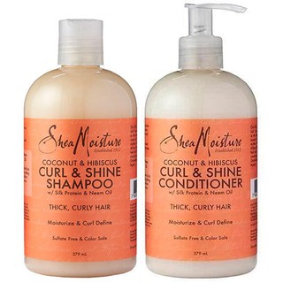 Shea Moisture Coconut and Hibiscus Curl and Shine Shampoo and Conditioner