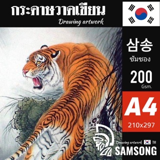 กระดาษวาดเขียน A4 200แกรม ผิวหยาบ (แพ็ค10แผ่น) ซัมซอง เนื้อในกระดาษ Drawing Paper 100 ปอนด์ ชนิดหยาบ (A4)