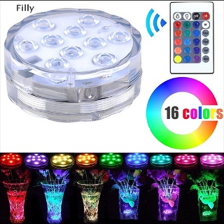 [Fil] โคมไฟใต้น้ํา Led 10 ดวง Rgb 16 สี พร้อมรีโมตคอนโทรล สําหรับว่ายน้ํา Dyb