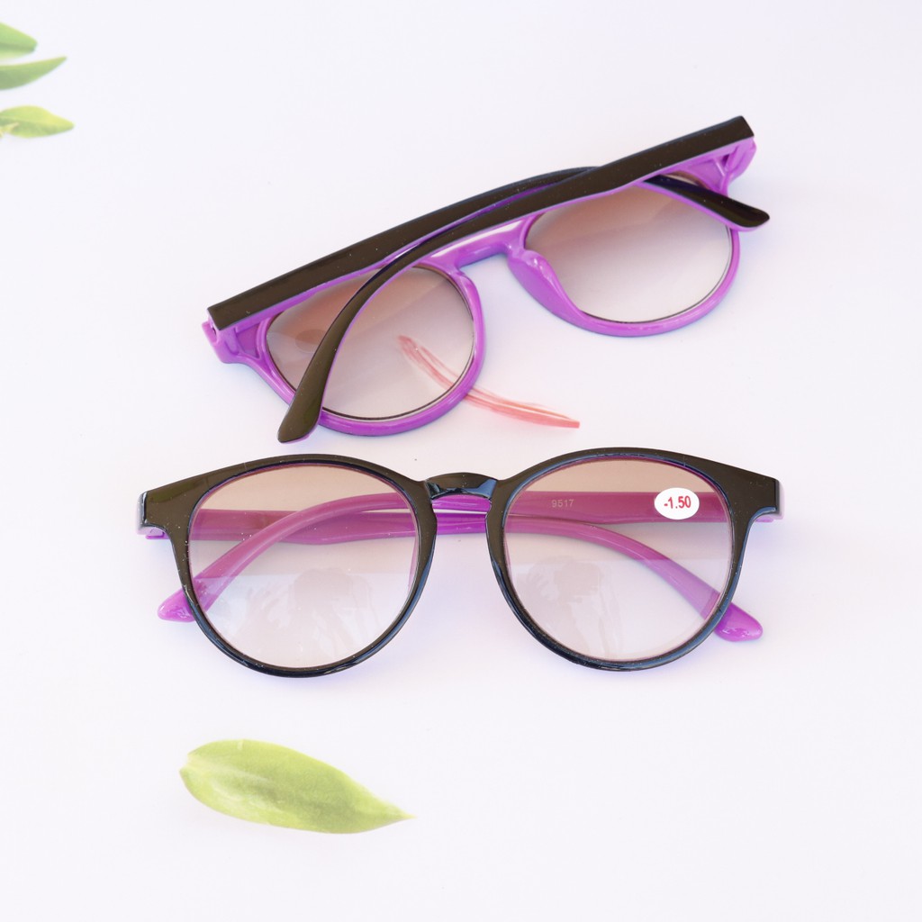 แว่นสายตาสั้น เลนส์ชาไล่ กรอบพลาสติก ขาพลาสติกสปริง  9517 B - รูปที่ 2