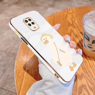 เคสโทรศัพท์มือถือ TPU แบบนิ่ม ลายการ์ตูนเป็ด ขอบสี่เหลี่ยม ชุบหรูหรา สําหรับ Xiaomi Redmi Note 9s 9 Pro Max 9T 8 Pro 7 Pro