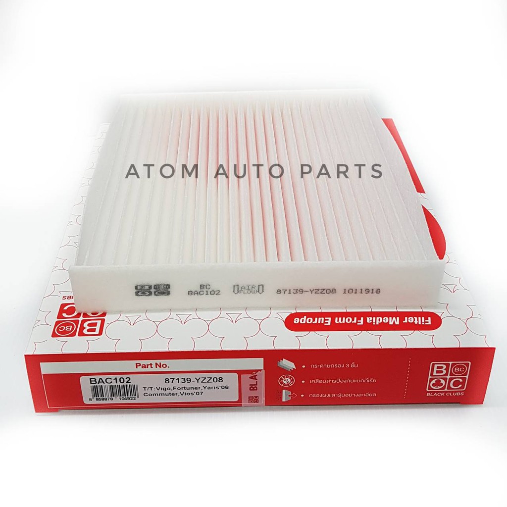 BC กรองแอร์ TOYOTA VIOS 07-12,CAMRY2006-2012,VIGO,FORTUNER,YARIS'06,COMMUTER (BAC-102)