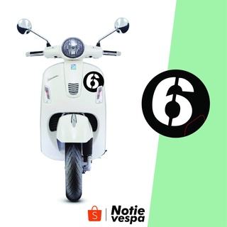 สติกเกอร์แต่งเวสป้า 1 ชิ้น ติดหน้า No.06 ลือกเลขได้ สำหรับ gts lx s sp pm  New Vespa Sticker สติ๊กเกอร์ ของแต่งเวสป้า