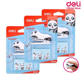 Deli 0453 Stapler Set ชุดที่เย็บกระดาษ แบบพกพา 12 แผ่น (แพ็คกล่อง 12 ชิ้น) ที่เย็บกระดาษ แม็ก แม็ค อุปกรณ์สำนักงาน