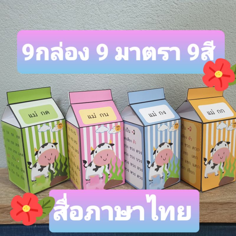 สื่อการสอน มาตราตัวสะกดกล่องนม 9 กล่อง9มาตราแถมฟรีใบงาน/สื่อการสอนภาษาไทย ภาษาไทยระดับประถม