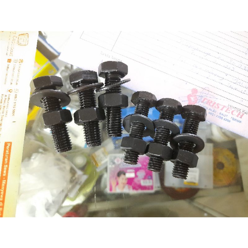 M10 x 50 น็อตเหล็ก Bolt ด้ายเต็มรูปแบบ key Bolt 17 HTB 8.8 สีดําเหล็ก construction tower Bolt UMP UN