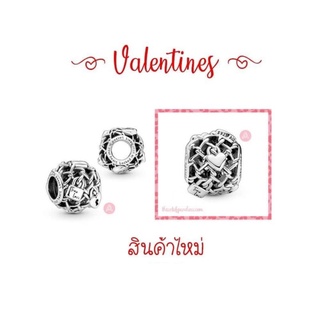 Pandora silver charm valentines หัวใจ กุญแจ