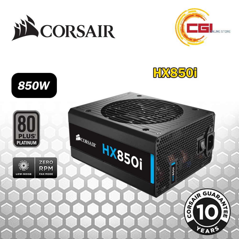 Corsair HX850i 850W 80PLUS PSU Full Modular ที่ผ่านการรับรองแพลทินัม (CP-9020073-สหราชอาณาจักร)
