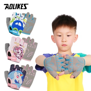 AOLIKES Kids Cycling Gloves Half Finger Skate Child Mountain Bike Bicycle Gloves Sports Gloves for Boys and Girls