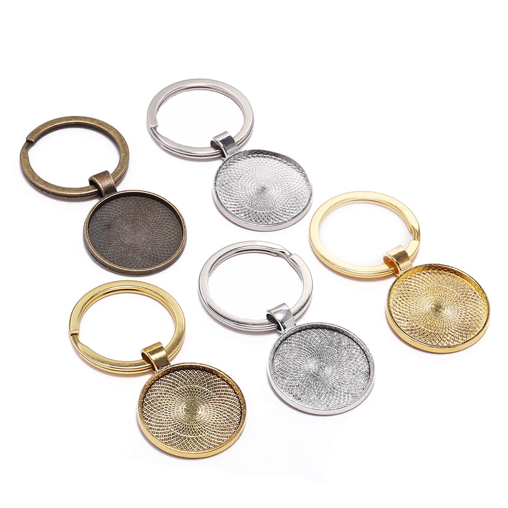 พวงกุญแจจี้ Bezel Blank Fit 25 มม . Diy 5 ชิ้น / ล็อต