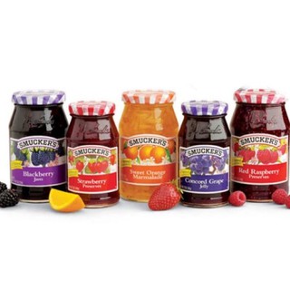 สมัคเกอร์แยมผลไม้ 340g สมักเกอร์ แยมผลไม้ Smuckers fruit jam สินค้านำเข้าจากอเมริกา มี5รส องุ่น,เชอรี่,ส้ม,ราสเบอรี่,แบล