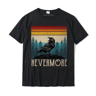 เสื้อยืด ผ้าฝ้าย พิมพ์ลาย Nevermore Edgar Allan Poe The Raven สไตล์วินเทจ พรีเมี่ยม ของขวัญ สําหรับผู้ชายS-5XL