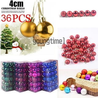36Pcs Bucket Christmas Balls Set 6 Types 4Cm Christmas Tree Small Pendant Home Party Wedding Decor