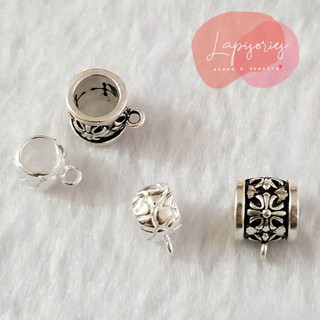 ห่วงคั่นหินเงินแท้925 ห้อยจี้ diy ลายกางเขน ลายหิน ตัวตกแต่งกำไล