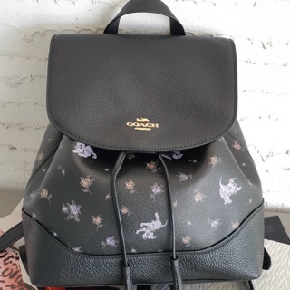 DISNEY X COACH ELLE BACKPACK WITH DALMATIAN FLORAL PRINT (COACH 91127) IM/BLACK