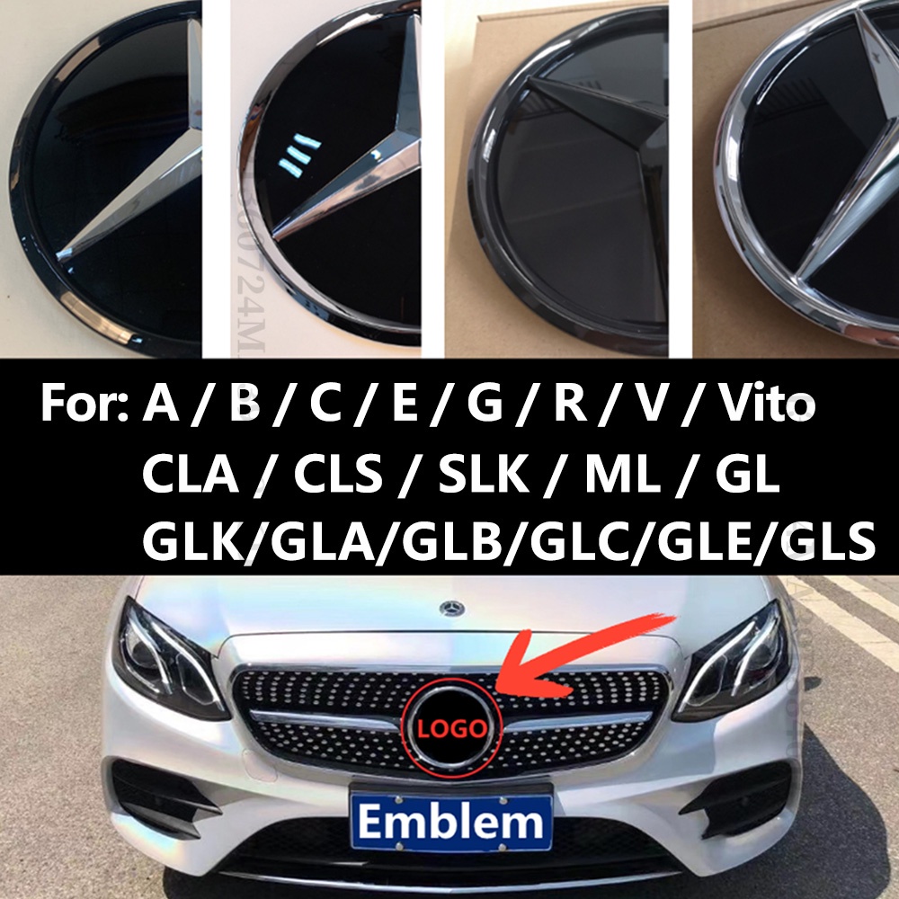 โลโก้สัญลักษณ์สําหรับ Mercedes ABCEG Benz W205 W204 W203 W206 W212 W176 GLA X156 CLA ML W166 GLK X204 GLC VITO ด้านหน้า Grille Badge Tuning