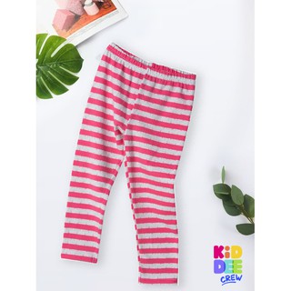 KiddeeCrew เลกกิ้งเด็กผู้หญิงสีริ้วครีม/ชมพู จุดสี Multicolor Dot &amp; Pink Stripe  leggings  เหมาะสำหรับอายุ 1-10 ปี