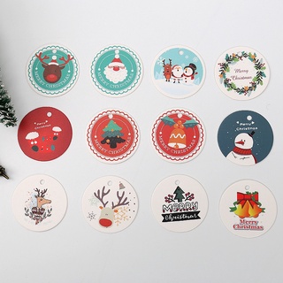 100 ชิ้น Merry Christmas ป้ายห่อของขวัญรายชื่อ DIY handmade ของขวัญรายชื่อ Santa ป้ายของขวัญต้นคริสต์มาสเกล็ดหิมะ elk ห่อการ์ดป้าย Krismas