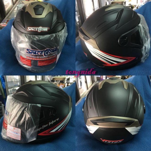 หมวก​กัน​น็อค​ SPACE​ CROWN​ Vision เต็มใบ​เปิด​หน้า​ได้​ ครบทุกสี ใหม่เอี่ยม
