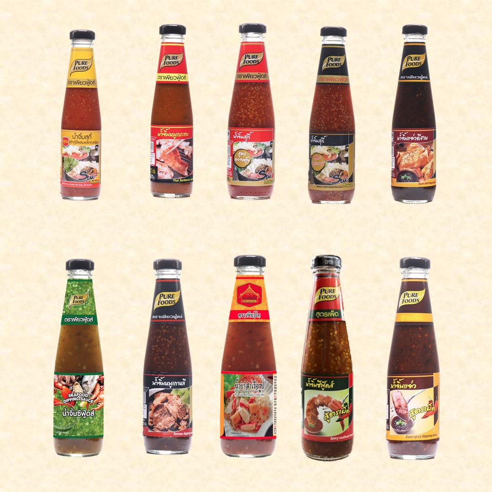 น้ำจิ้มหมูกระทะ ปิ้งย่าง ขนาด 275 - 330 กรัม เพียวฟู้ดส์ ชาบู อาหารทะเล กุ้ง หอย  ปู ปลา ไก่ย่าง