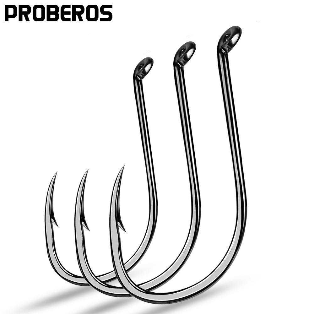 Pro BEROS 50 ชิ้น Barbed ตกปลา Hook 1/0 #-8/0 # เหล็กคาร์บอนสูง Singele Hook Jigging Treble Hooks Fishing Tackle
