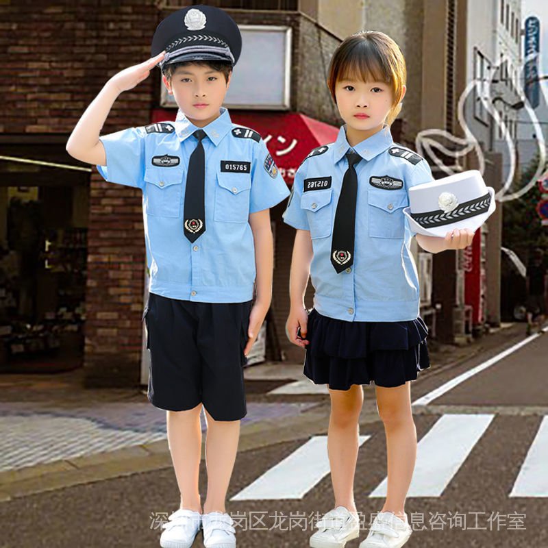 เครื่องแบบตํารวจเด็กเครื่องแบบทหารชุด 4 ชิ้นทั้งทั้งทั้งทั้งทั้งทั้งทั้งเสื้อผ้าเจ้าหน้าที่ตํารวจ