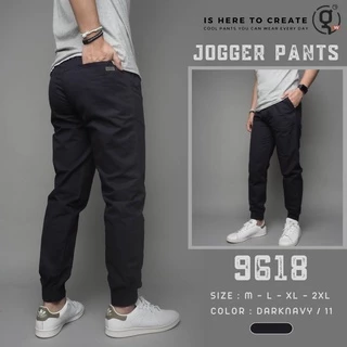 ⚡GW⚡NO.9618 กางเกงขายาว ผู้ชาย เอวยืด ขาจั้มพ์ Jogger Pants ผ้าคอตต้อน ยาว 35.5-38.5 นิ้ว ไซส์ M-4XL