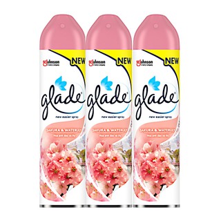 🔥แนะนำ!! เกลด สเปรย์ปรับอากาศ กลิ่นซากุระและวอเตอร์ลิลลี่ 320 มล. x 3 กระป๋อง Glade Air Freshener Spray Sakura &amp; Waterli