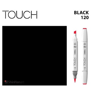 TOUCH TWIN BRUSH MARKER 120 (BLACK) / มาร์คเกอร์หัวพู่กัน-หัวตัดขนาดกลาง รหัส 120 (BLACK)