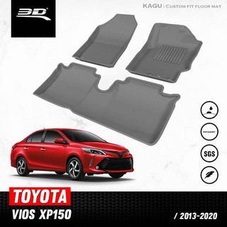 TOYOTA VIOS พรมปูพื้นรถยนต์ ถาดรองพื้น กันเปื้อนขอบสูงกันน้ำ ปี 2013-2020 สีเทา