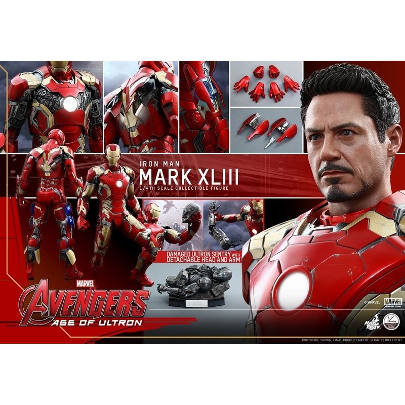 IRON MAN MARK XLIII Mark43 QS005 1/4TH SCALE Hot Toys
