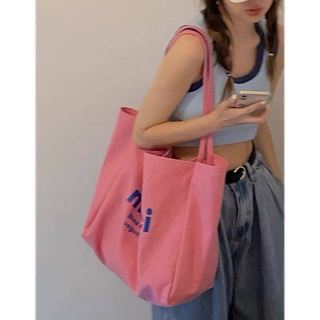 💛 กระเป๋าผ้าใบใหญ่ 💛 กระเป๋าหญิง 2021 ใหม่ Lazy Canvas Bag Summer ไหล่ขนาดใหญ่ -Capacity Canvas กระเป๋านักเรียนไหล่แฟช