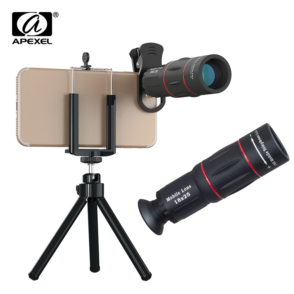 APEXEL 18X กล้องโทรทรรศน์ซูมเลนส์โทรศัพท์มือถือ Telephoto Macro เลนส์กล้อง Universal Selfie ขาตั้งกล้องพร้อมคลิปสําหรับสมาร์ทโฟนทุกรุ่น