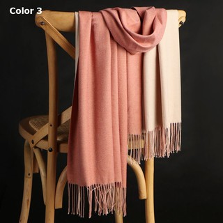 ผ้าพันคอ Autumn and winter two-color double-sided cashmere scarf