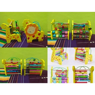 ชุดลูกคิดและขดลวดยี่ราฟ ช้าง เเละสิงโตด้าน