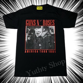 Tee เสื้อยืดครอป เสื้อวง Guns n Roses เสื้อยืดแฟชั่นวินเทจ90 ไม่มีตะเข็บข้าง ใส่ได้ทั้งชายและหญิง