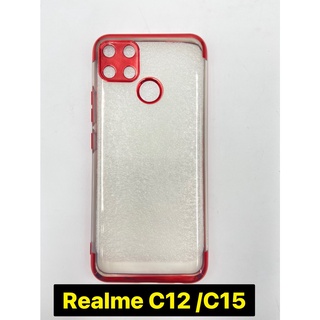 เคส Realme C12 / C15 เคสกันกระแทก เคสมือถือ เคสใส เคสใสขอบสีแดง ถูกที่สุด พร้อมส่ง