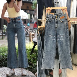 JH1873#ยีนส์เอวสูงขาบาน มีS-XL#jeans house