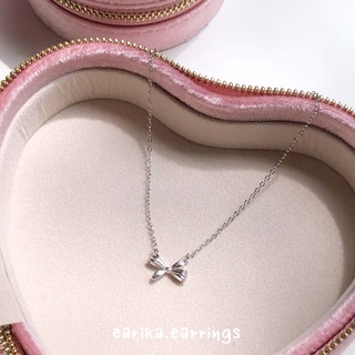 earika.earrings - stripped ribbon necklace สร้อยคอเงินแท้จี้ริบบิ้น S92.5 ปรับขนาดได้