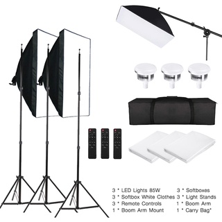 ชุดไฟสตูดิโอ ชุดไฟ 85W SOFTBOX LIGHTING85W SET3 ปรับแสงได้ มีรีโมท