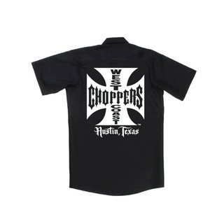 West Coast Choppers WCC-OG WORKSHIRT-BLACK เสื้อเชิ๊ต​แขนสั้น สินค้านำเข้า​จาก​ USA