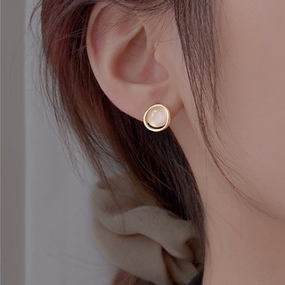 opal decor stud earrings ต่างหูวงกลม