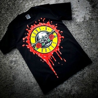 [100% Cotton] เสื้อยืดลําลอง ผ้าฝ้าย 100% แขนสั้น พิมพ์ลาย GUNS N ROSES HARD ROCK BAND PISTOL ROSES พลัสไซซ์ ไซซ์ XS-3XL