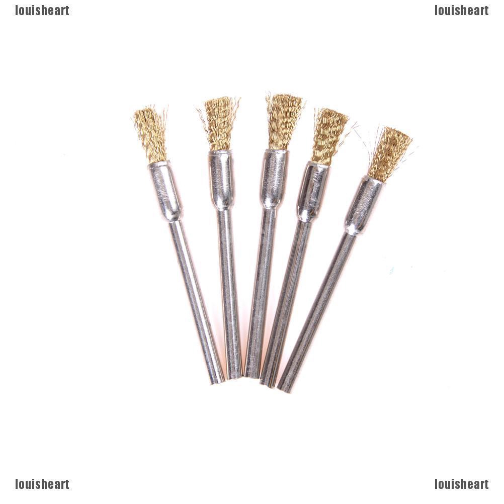 5pcs/set 3mm*5mm Shank Polishing Brass Wire Wheel Brushes Rotary Cleaning Tools louisheart.th
